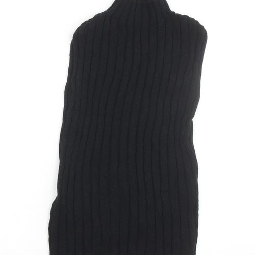 Nobody’s Child Women’s Black Ribbed Mock Neck Sleeveless Cotton Top Size 16