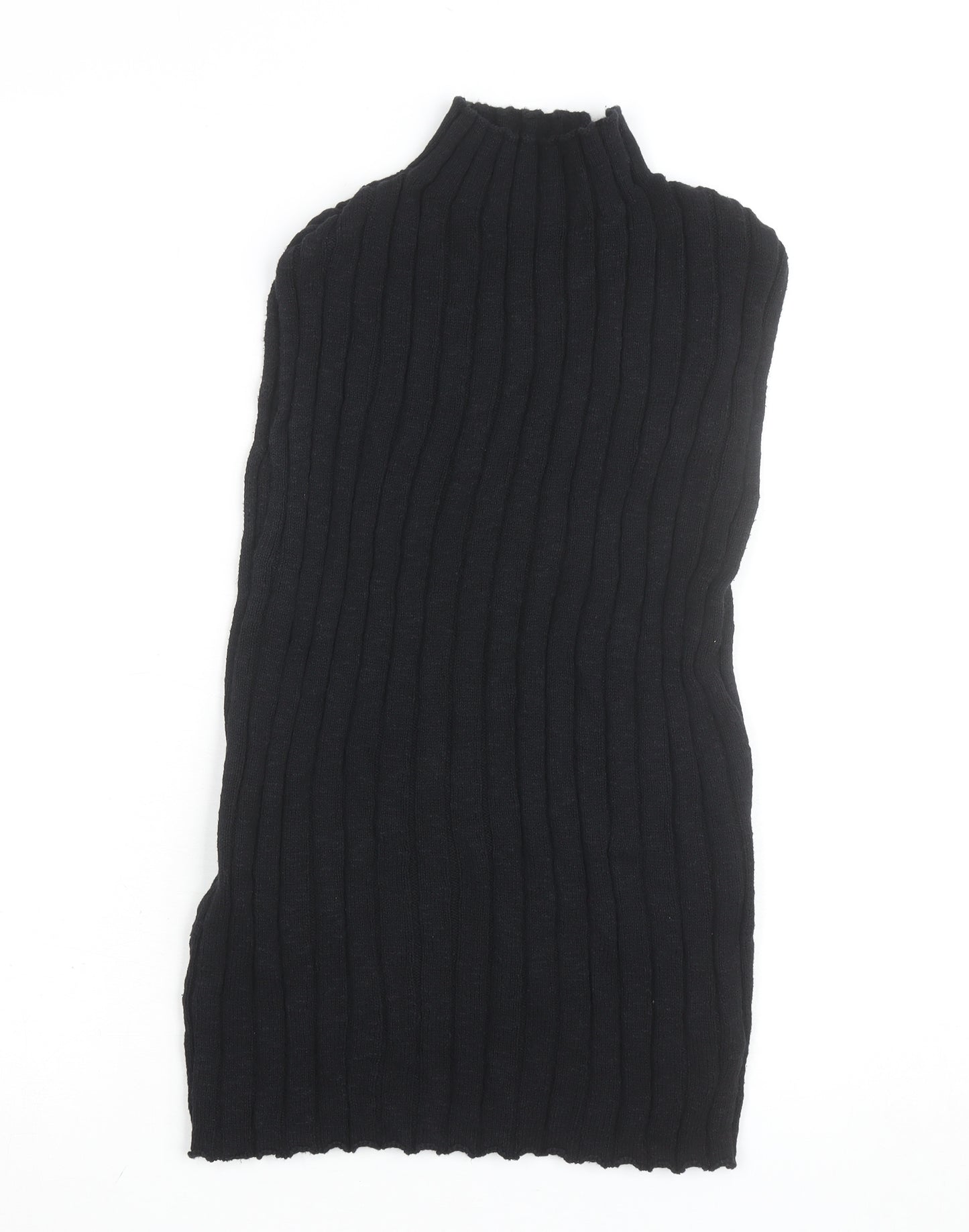 Nobody’s Child Women’s Black Ribbed Mock Neck Sleeveless Cotton Top Size 16