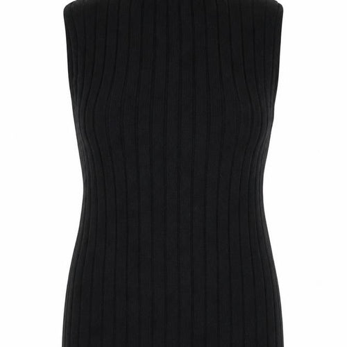 Nobody’s Child Women’s Black Ribbed Mock Neck Sleeveless Cotton Top Size 16