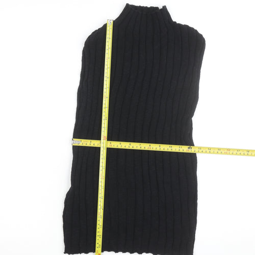 Nobody’s Child Women’s Black Ribbed Mock Neck Sleeveless Cotton Top Size 16