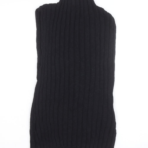 Nobody’s Child Women’s Black Ribbed Mock Neck Sleeveless Cotton Top Size 16