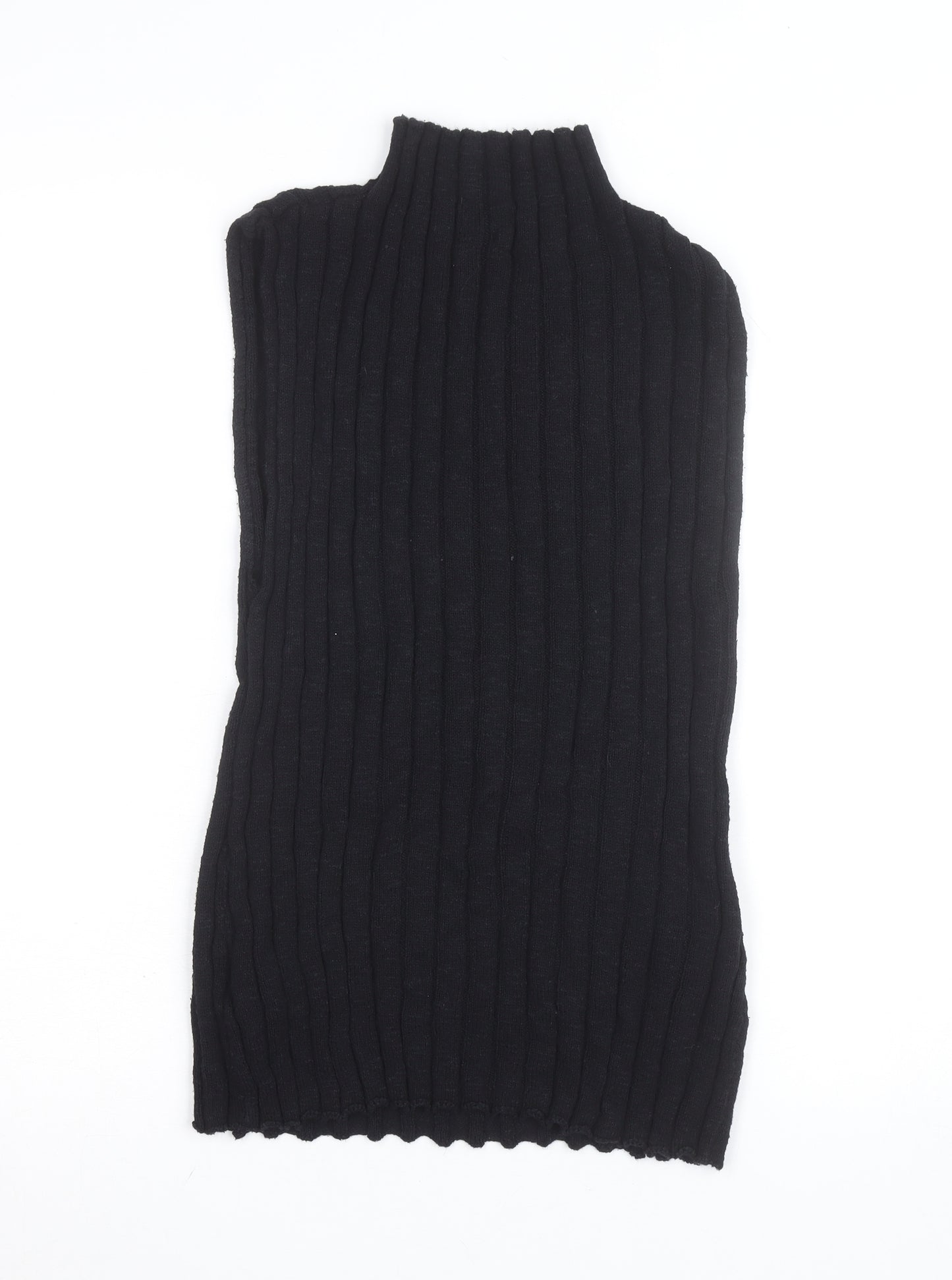 Nobody’s Child Women’s Black Ribbed Mock Neck Sleeveless Cotton Top Size 16