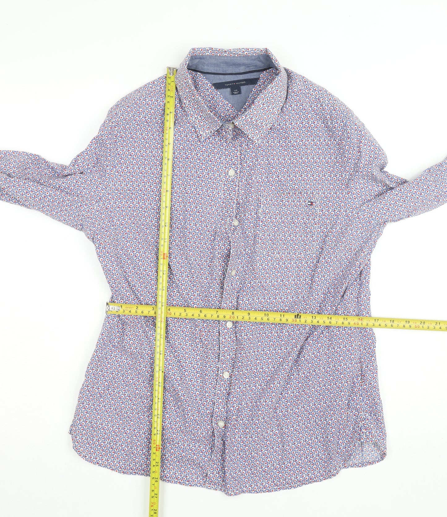 Tommy Hilfiger Men's Multicoloured Floral Cotton Long Sleeve Button-Up Shirt Size L