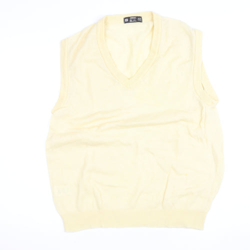 Marks and Spencer Women Beige Wool V-Neck Sleeveless Vest Jumper Size 16