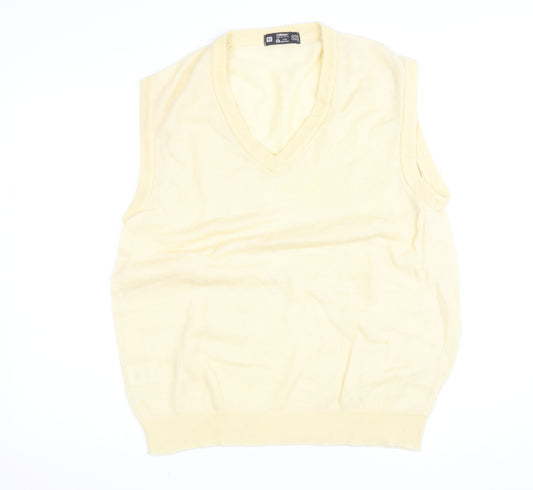 Marks and Spencer Women Beige Wool V-Neck Sleeveless Vest Jumper Size 16