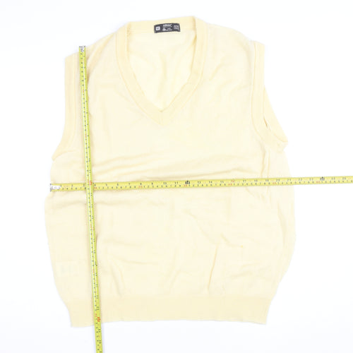 Marks and Spencer Women Beige Wool V-Neck Sleeveless Vest Jumper Size 16