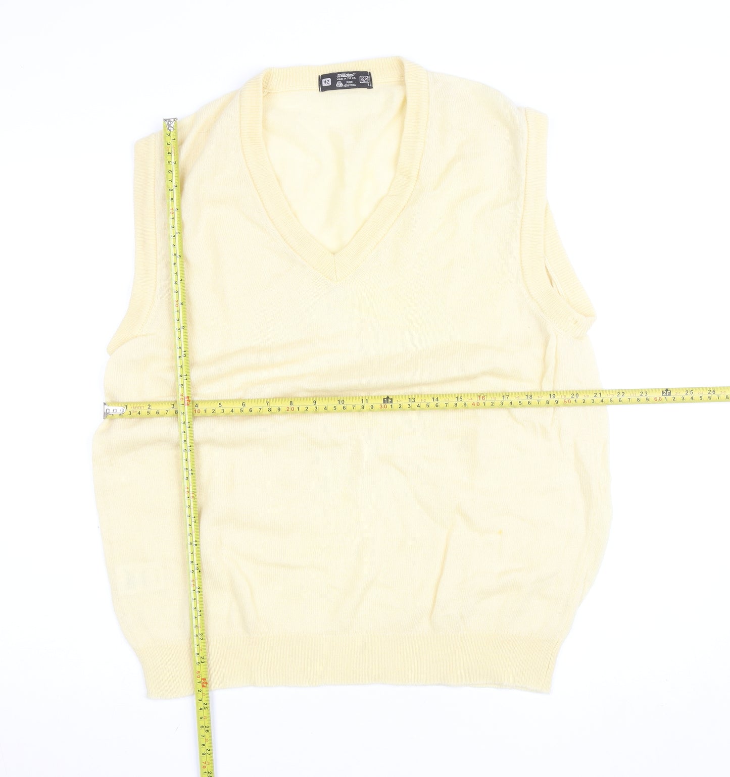 Marks and Spencer Women Beige Wool V-Neck Sleeveless Vest Jumper Size 16