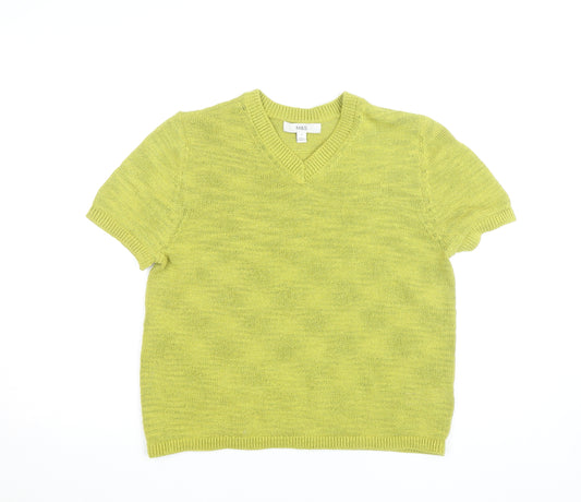 Marks and Spencer Women's Green V-Neck Knit Short Sleeve Top M