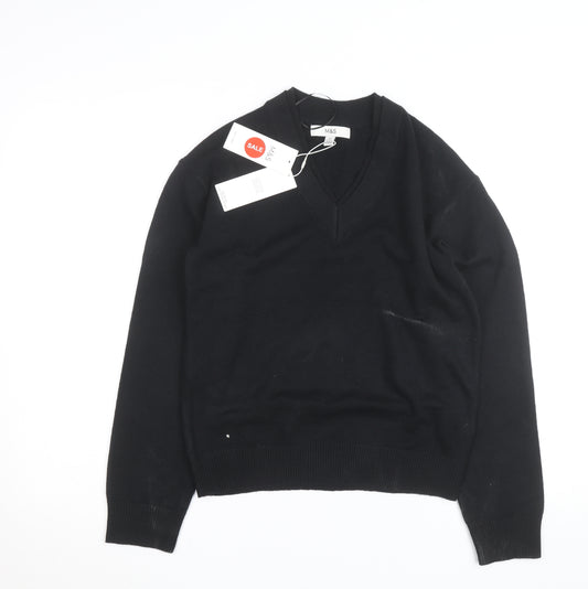 Marks and Spencer Men's Black V-Neck Pullover Jumper XS