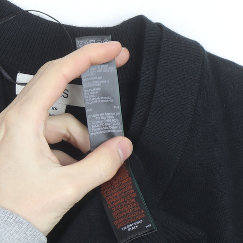 Marks and Spencer Men's Black V-Neck Pullover Jumper XS