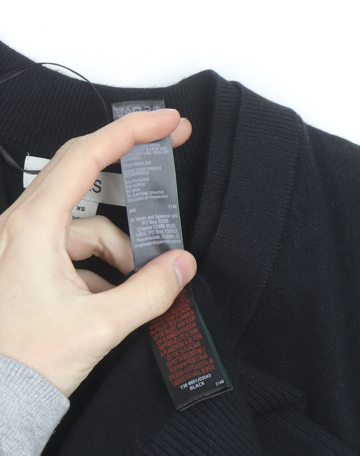 Marks and Spencer Men's Black V-Neck Pullover Jumper XS