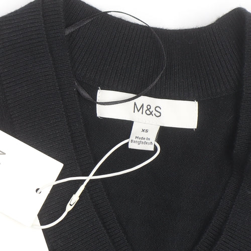 Marks and Spencer Men's Black V-Neck Pullover Jumper XS
