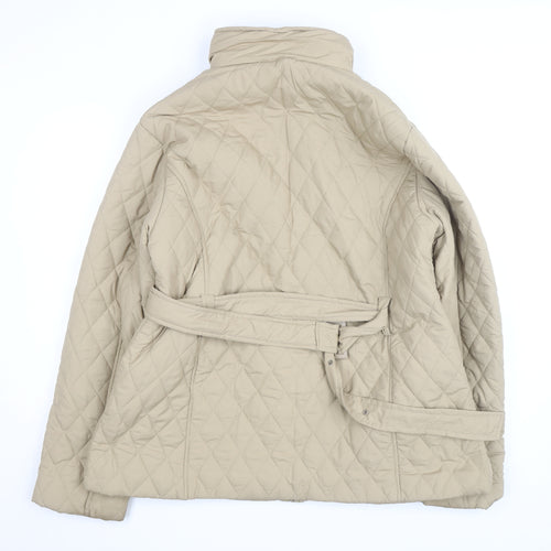 tg Women’s Beige Quilted Mid-Length Belted Jacket Size 22