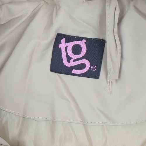 tg Women’s Beige Quilted Mid-Length Belted Jacket Size 22