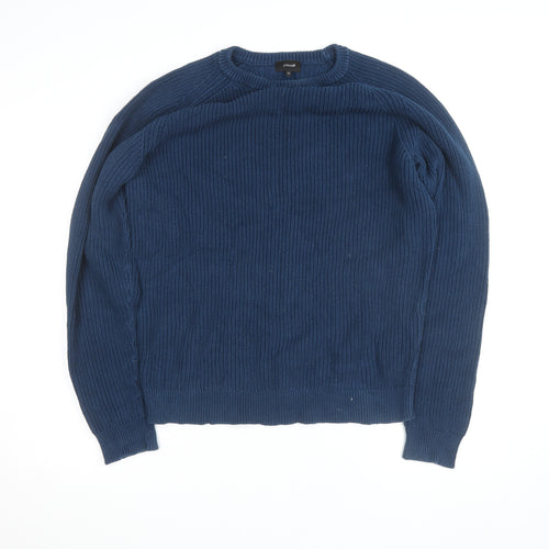 Jigsaw Men's Blue Cotton Crew Neck Chunky Knit Jumper XL