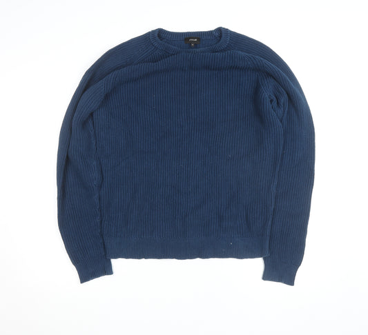 Jigsaw Men's Blue Cotton Crew Neck Chunky Knit Jumper XL