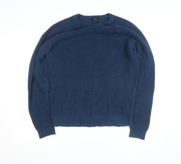Jigsaw Men's Blue Cotton Crew Neck Chunky Knit Jumper XL