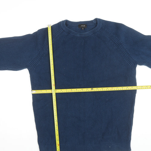 Jigsaw Men's Blue Cotton Crew Neck Chunky Knit Jumper XL