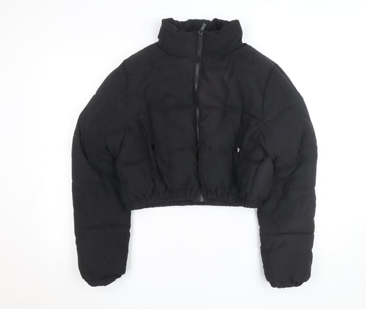 PrettyLittleThing Women's Black Cropped Puffer Jacket Size 10