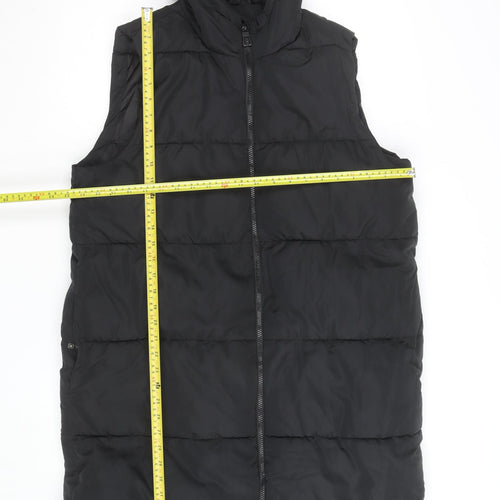 ONLY Women's Black Puffer Hooded Long Sleeveless Waistcoat XL