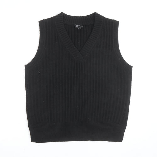 Nobody's Child Women's Black V-Neck Ribbed Knit Sleeveless Vest Jumper Size S