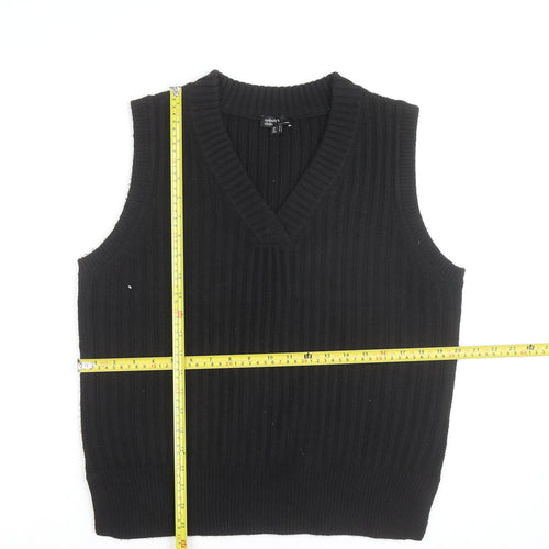 Nobody's Child Women's Black V-Neck Ribbed Knit Sleeveless Vest Jumper Size S