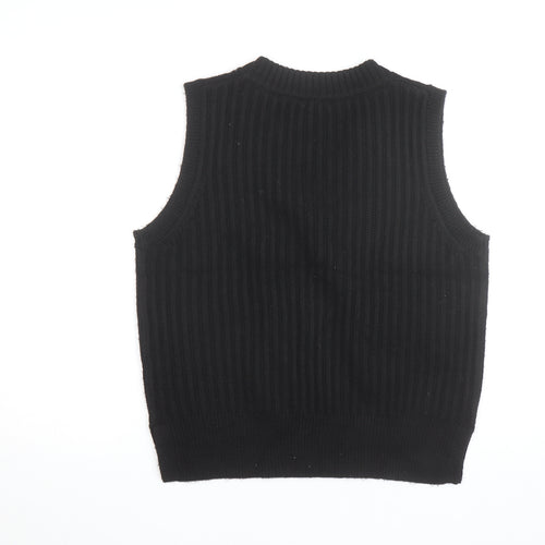 Nobody's Child Women's Black V-Neck Ribbed Knit Sleeveless Vest Jumper Size S
