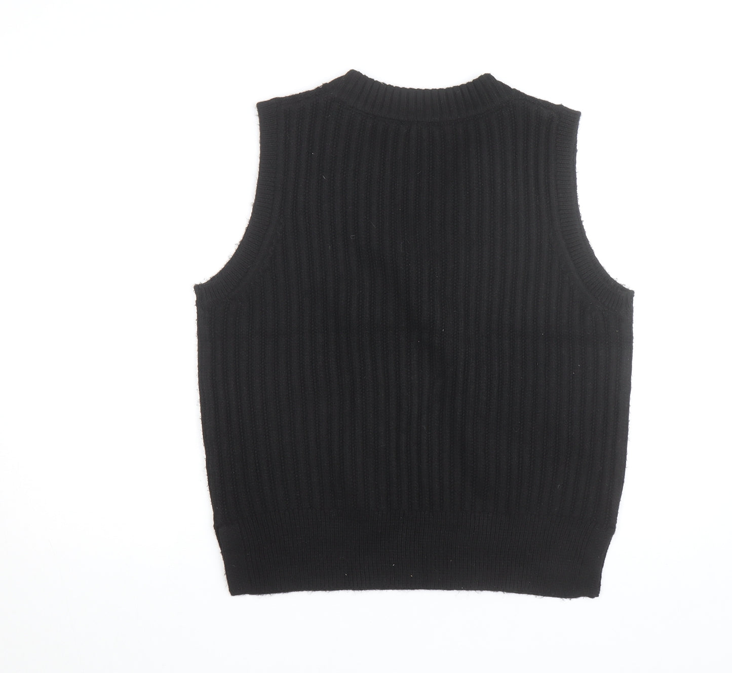 Nobody's Child Women's Black V-Neck Ribbed Knit Sleeveless Vest Jumper Size S