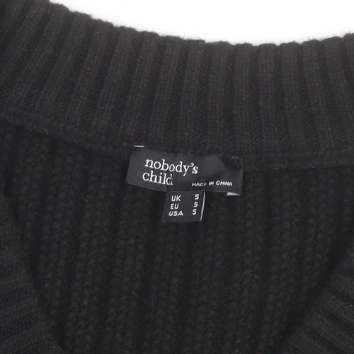 Nobody's Child Women's Black V-Neck Ribbed Knit Sleeveless Vest Jumper Size S