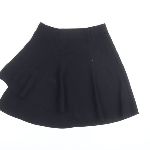 Zara Women Black A-Line Short Stretch Knit Skirt Size M