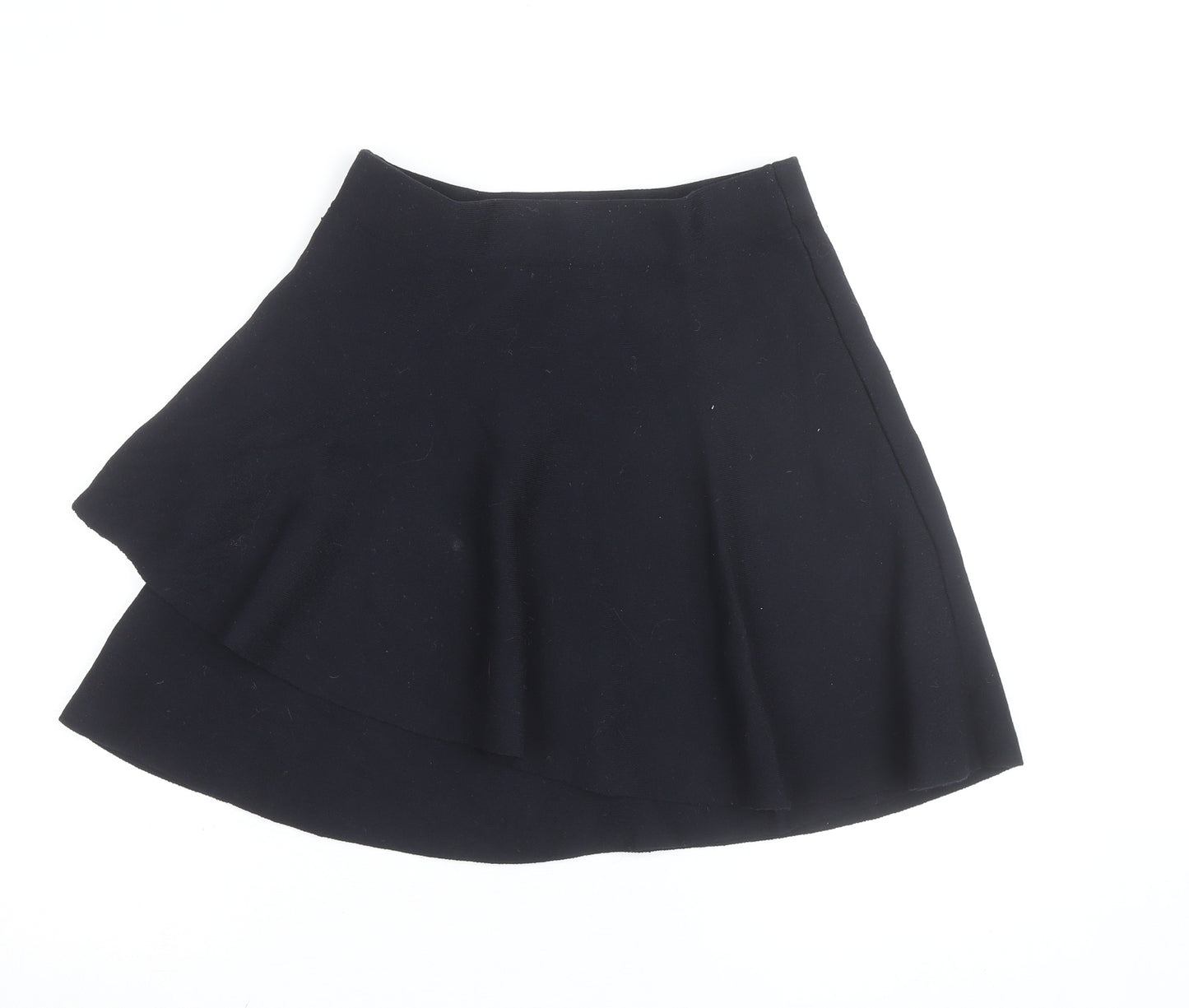 Zara Women Black A-Line Short Stretch Knit Skirt Size M