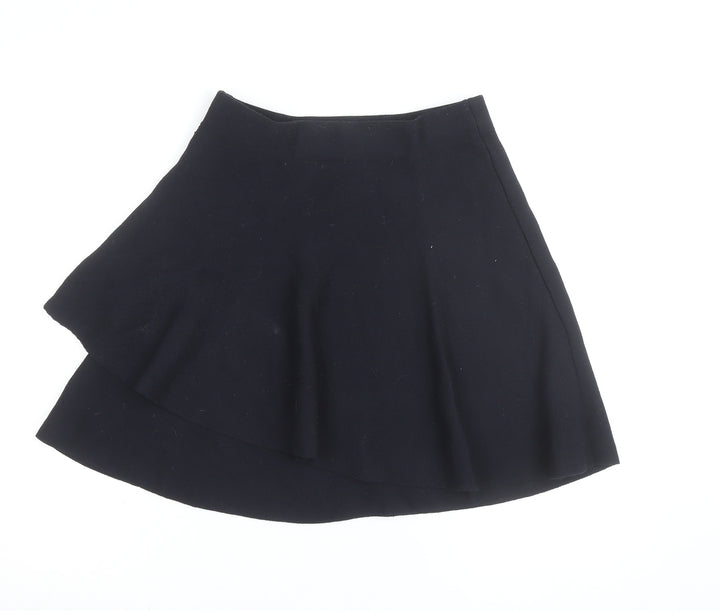 Zara Women Black A-Line Short Stretch Knit Skirt Size M