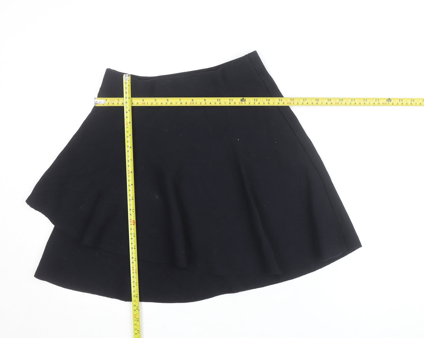Zara Women Black A-Line Short Stretch Knit Skirt Size M