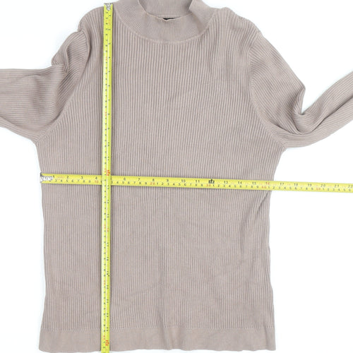 New Look Women's Beige Mock Neck Ribbed Long Sleeve Jumper Size 22