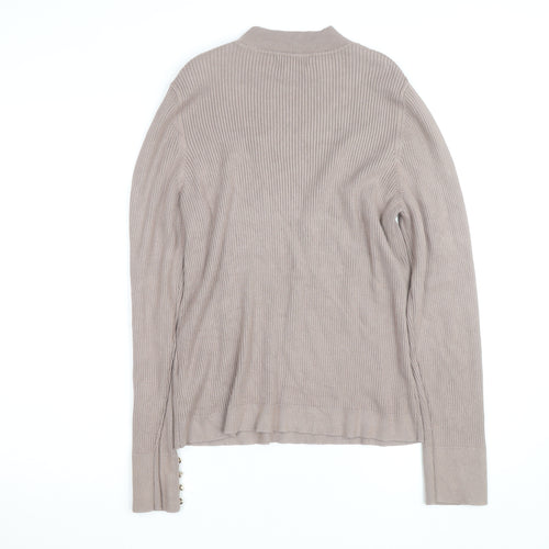 New Look Women's Beige Mock Neck Ribbed Long Sleeve Jumper Size 22