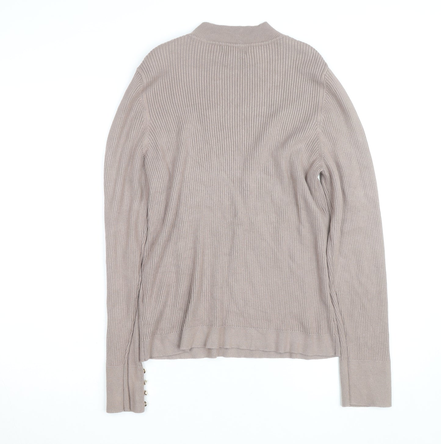 New Look Women's Beige Mock Neck Ribbed Long Sleeve Jumper Size 22