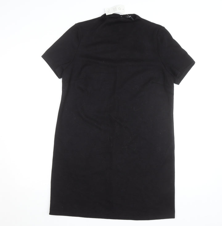 New Look Women's Black Size 14 Shift Dress Short Sleeve Knit
