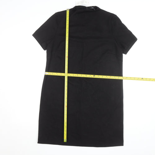 New Look Women's Black Size 14 Shift Dress Short Sleeve Knit