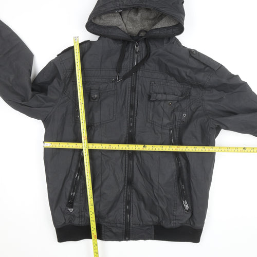 SIOUX Men's Black Hooded Biker Jacket Size M Cotton Blend Casual