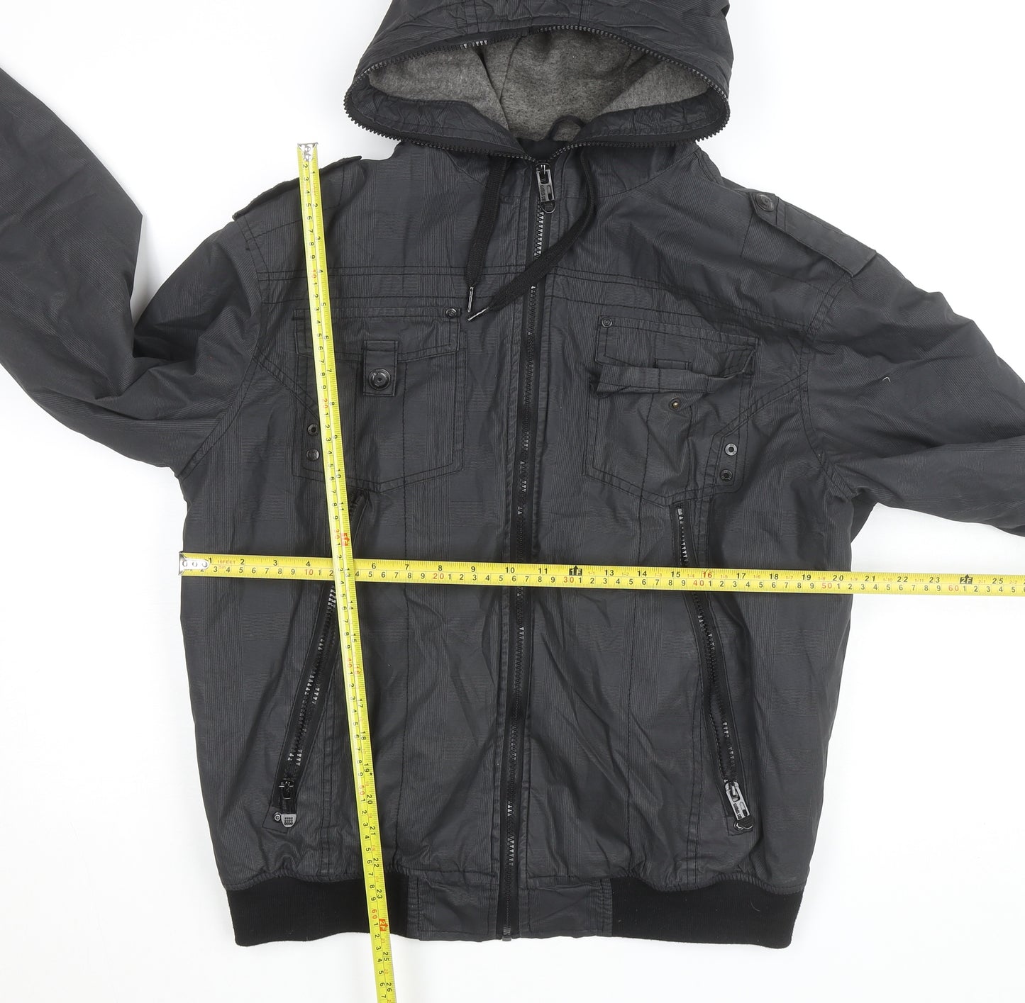 SIOUX Men's Black Hooded Biker Jacket Size M Cotton Blend Casual