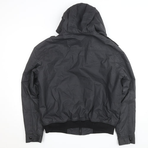 SIOUX Men's Black Hooded Biker Jacket Size M Cotton Blend Casual