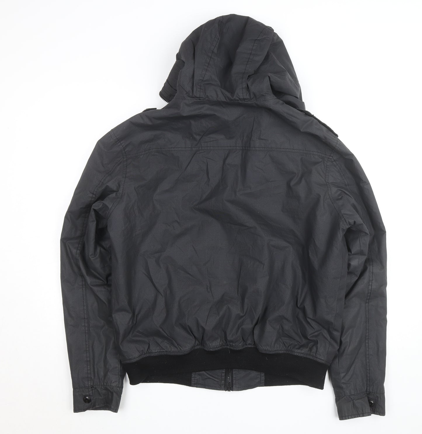 SIOUX Men's Black Hooded Biker Jacket Size M Cotton Blend Casual