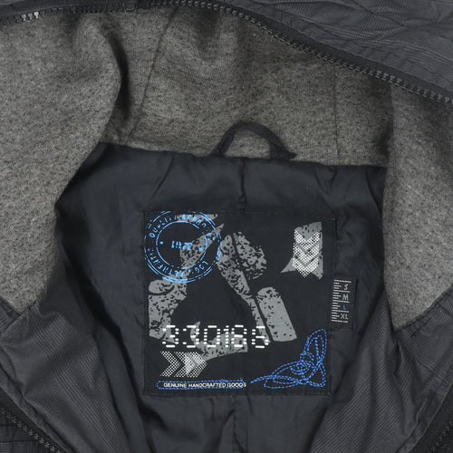 SIOUX Men's Black Hooded Biker Jacket Size M Cotton Blend Casual