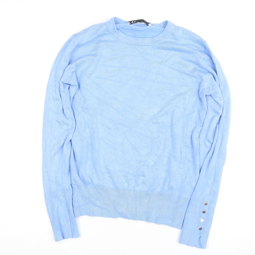 Zara Womens Blue XL Crew Neck Knit Pullover Jumper