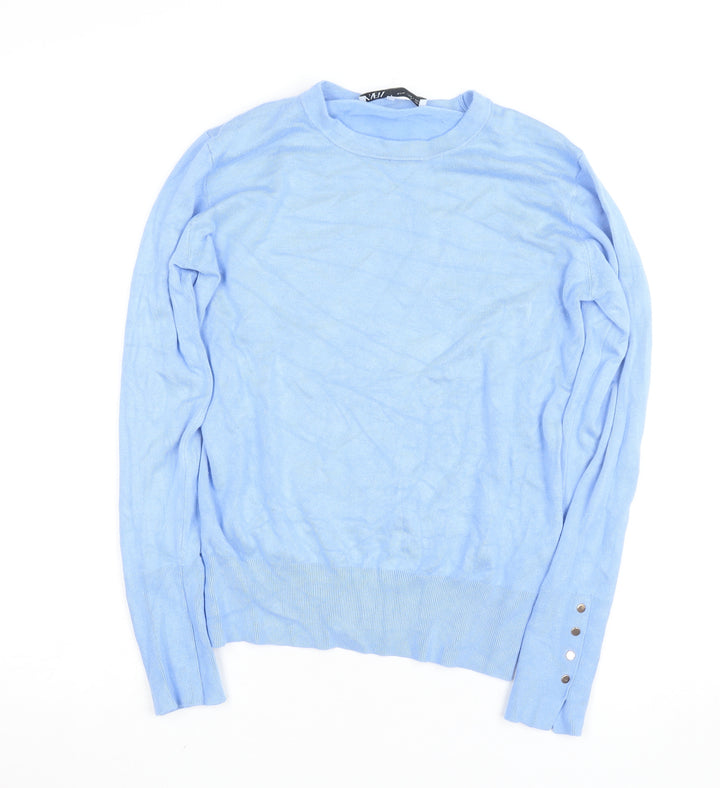 Zara Womens Blue XL Crew Neck Knit Pullover Jumper