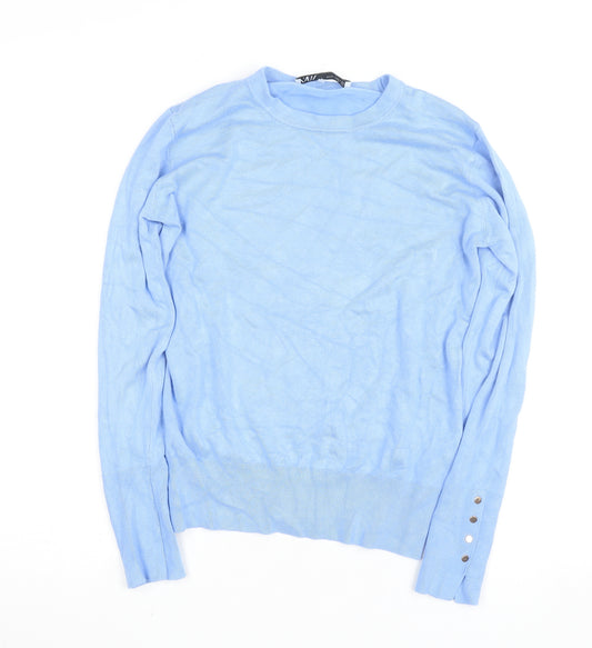 Zara Womens Blue XL Crew Neck Knit Pullover Jumper