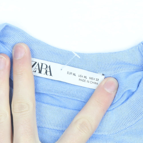 Zara Womens Blue XL Crew Neck Knit Pullover Jumper