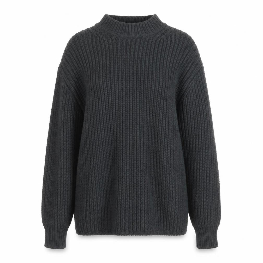 Zara Women Grey Mock Neck Waffle Knit Belted Jumper Size 12