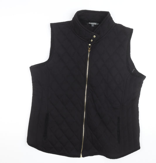 Bonmarché Women's Black Quilted Waistcoat Size 18 Zip Front