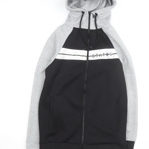 Status London Men's Black Grey Full Zip Hoodie XS